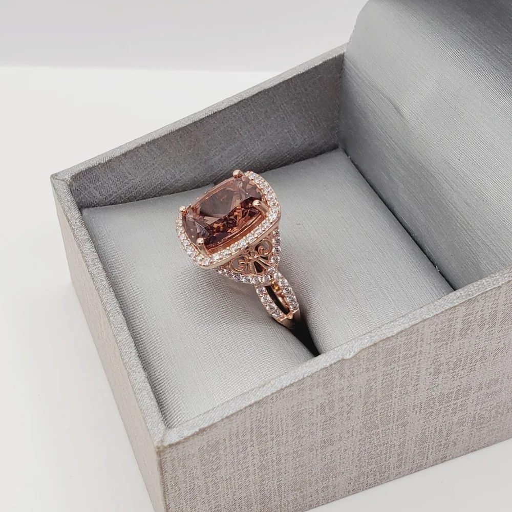 18k Rose Gold - 925 Brown Morganite Halo Ring